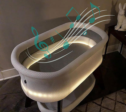 Evi Smart Baby Bassinet Beside Sleeper with Auto-Glide, Ambient Nightlight & Sensory Sounds