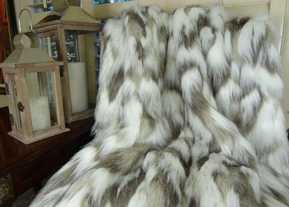 Ivory Faux Fur Throw Blanket & Bedspread - Tibet Fox Fur - Ivory Beige Luxury Faux Fur - Throw