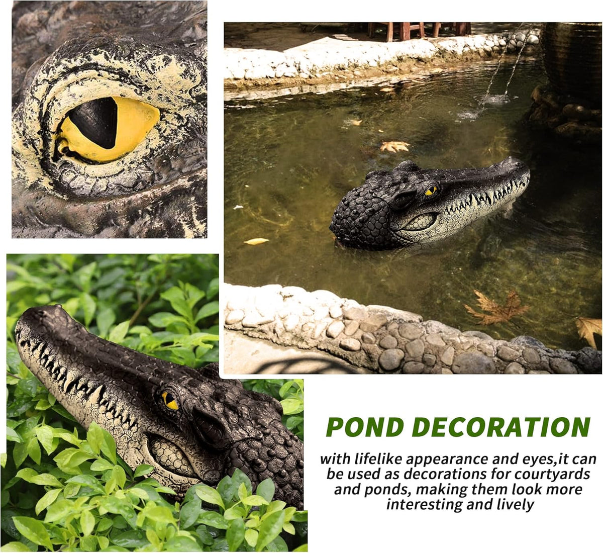 Floating Alligator Head,Alligator Head Decoy for Pool,Resin Crocodile Head for Swimming Pool and