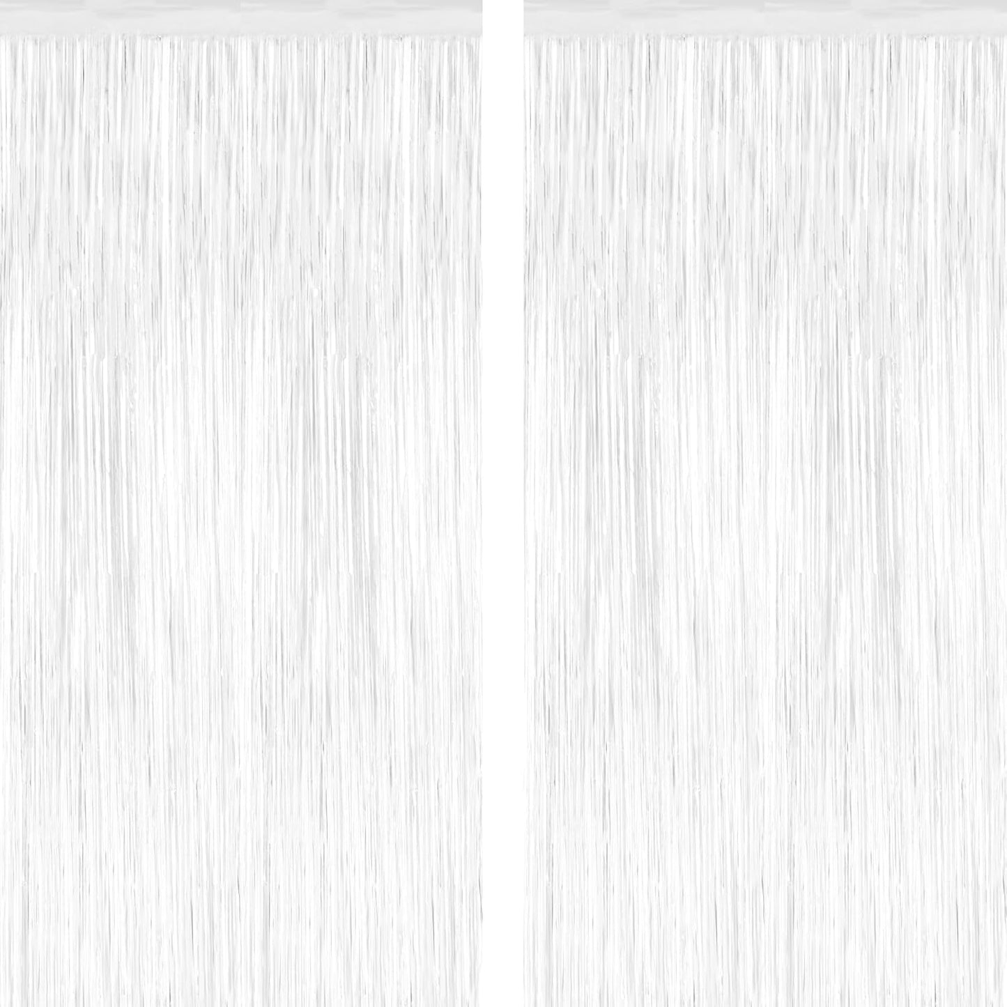 2 Pack Tinsel Backdrop, 3.28 x 7.05 Feet White Party Decorations, Metallic Foil Fringe Curtains