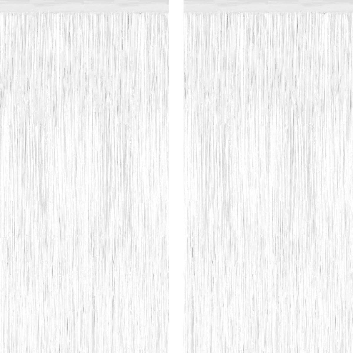 2 Pack Tinsel Backdrop, 3.28 x 7.05 Feet White Party Decorations, Metallic Foil Fringe Curtains