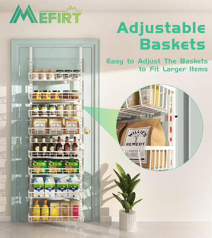 Over The Door Pantry Organizer, Wall Mount Spice Rack, Pantry Hanging Storage and Organization, 8