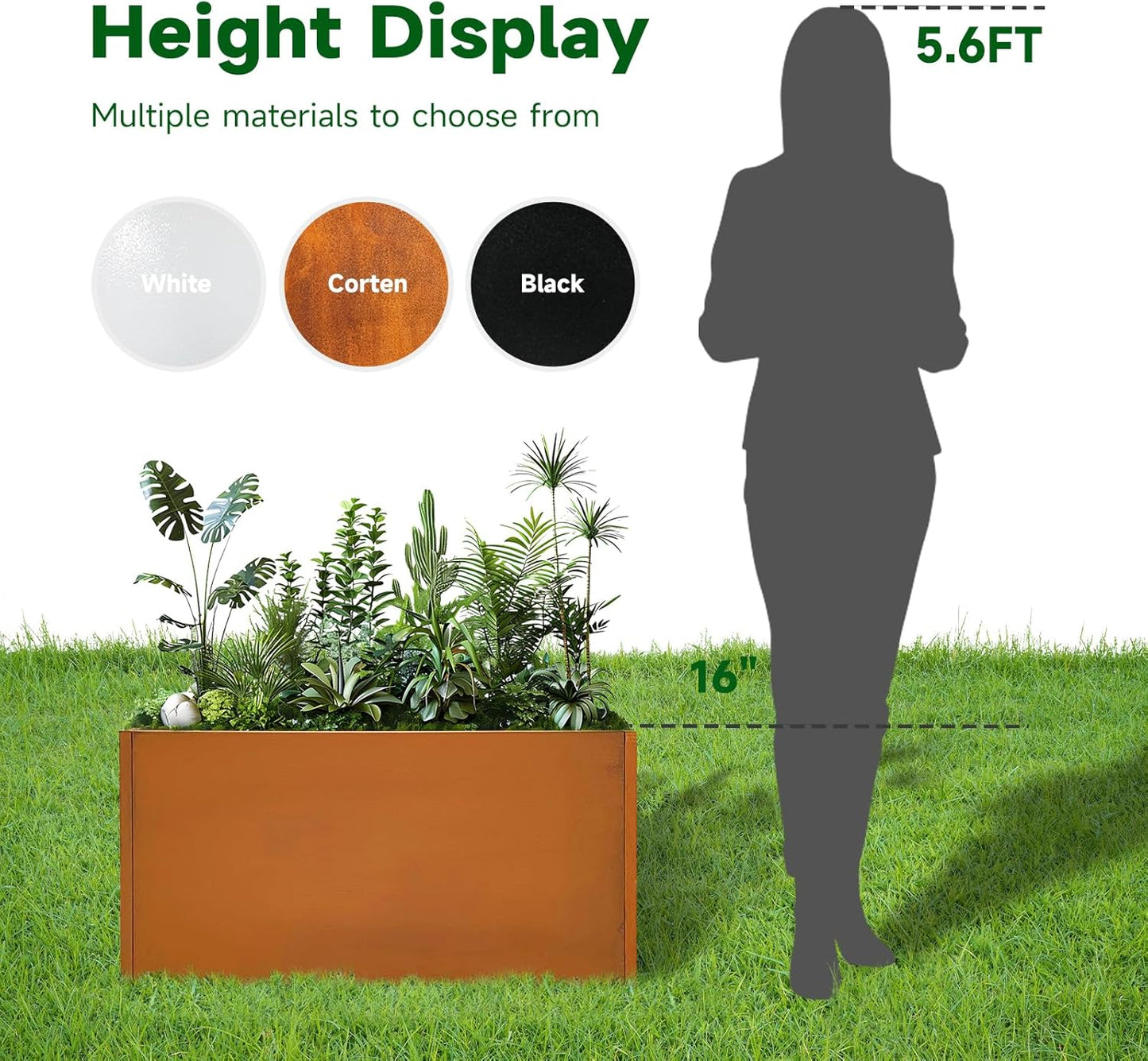 Corten Steel Corner Metal Planter Box Garden Steel Planter Pot for Patio Modern Farmhouse Rustic