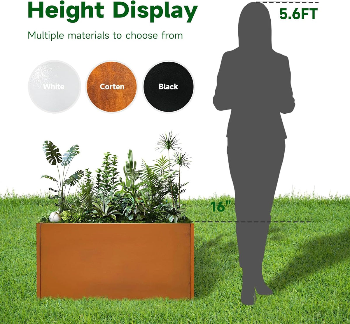 Corten Steel Corner Metal Planter Box Garden Steel Planter Pot for Patio Modern Farmhouse Rustic