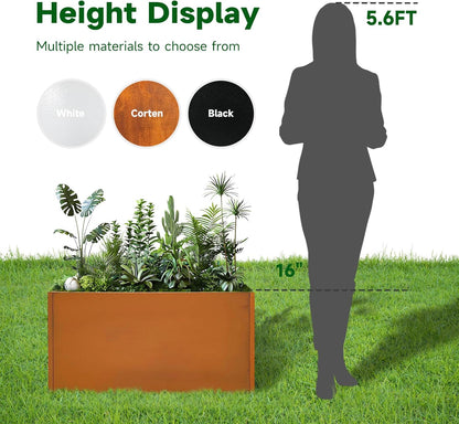 Corten Steel Corner Metal Planter Box Garden Steel Planter Pot for Patio Modern Farmhouse Rustic