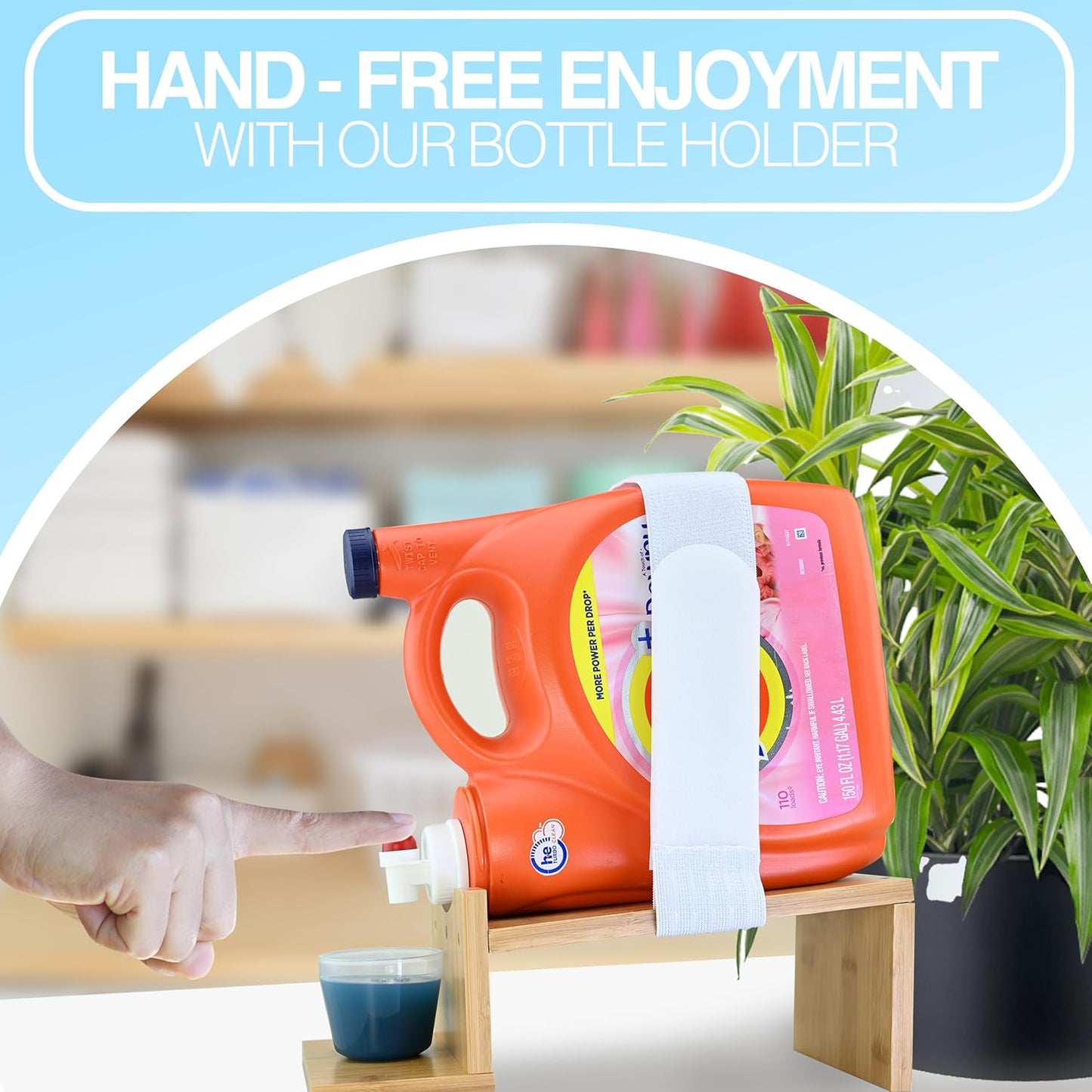TidyFriend Laundry Detergent Dispenser with Tray & Strap, Laundry Soap Dispenser with Non-Slip