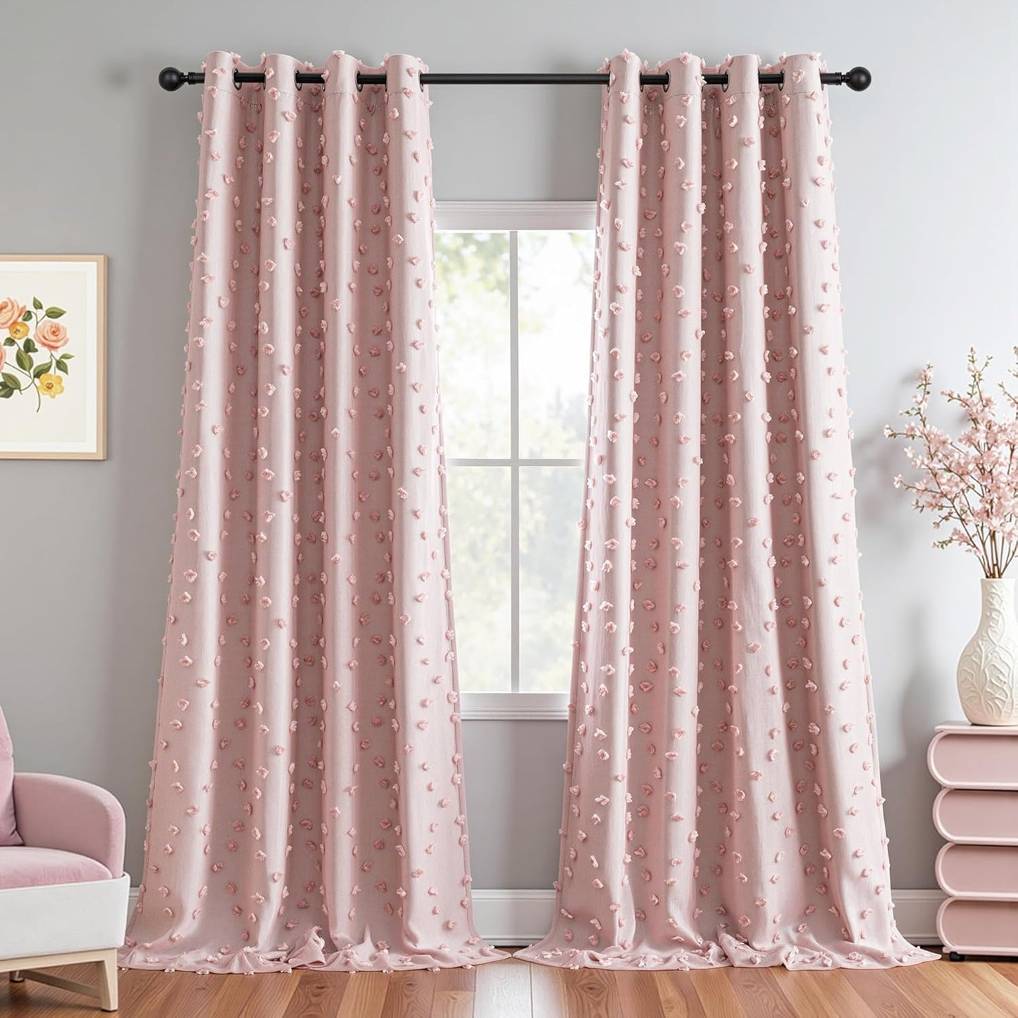 MYSKY HOME 100% Blackout Curtains for Girls Bedroom 95 Inch Long Total Room Darkening Curtain for