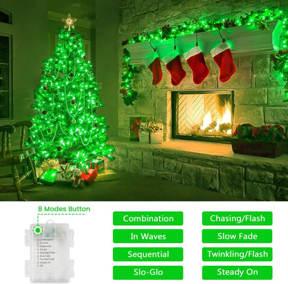 2 Pack Halloween String Lights Battery Operated with Timer, 66FT 200 LED Waterproof Battery Fairy