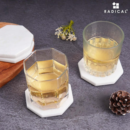 Radicaln Marble Coasters Star 3.5" Inches White Handmade Marble Drink Coasters for Home and