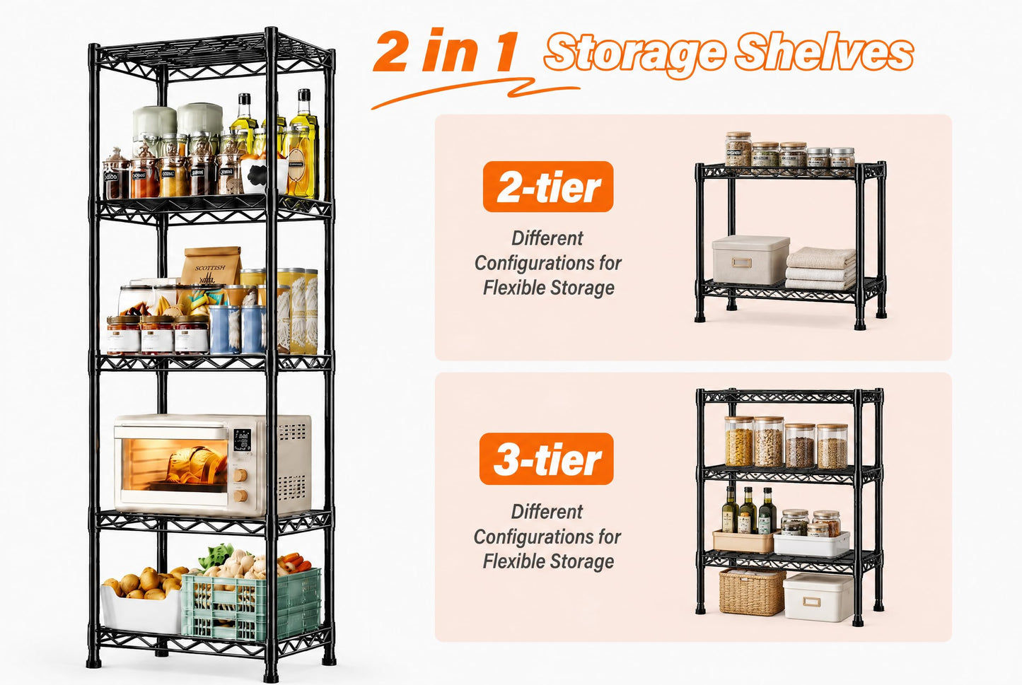 GRANNY SAYS 5-Tier Narrow Storage Shelves for Small Spaces – 15.8" W Metal Shelving Unit