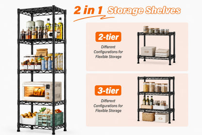 GRANNY SAYS 5-Tier Narrow Storage Shelves for Small Spaces – 15.8" W Metal Shelving Unit