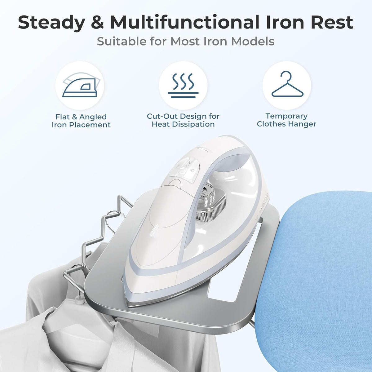 Yaheetech Foldable Ironing Board, Heavy Duty Iron Board with 9 Adjustable Heights, 4 Layer Cover
