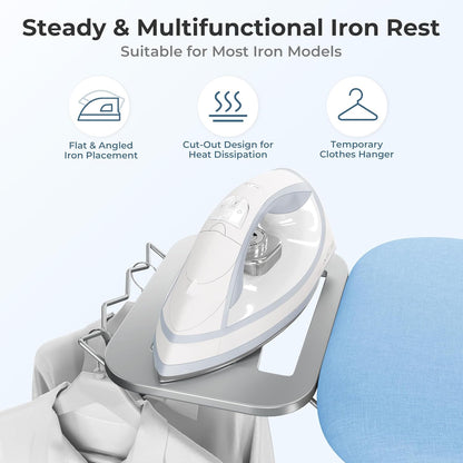 Yaheetech Foldable Ironing Board, Heavy Duty Iron Board with 9 Adjustable Heights, 4 Layer Cover
