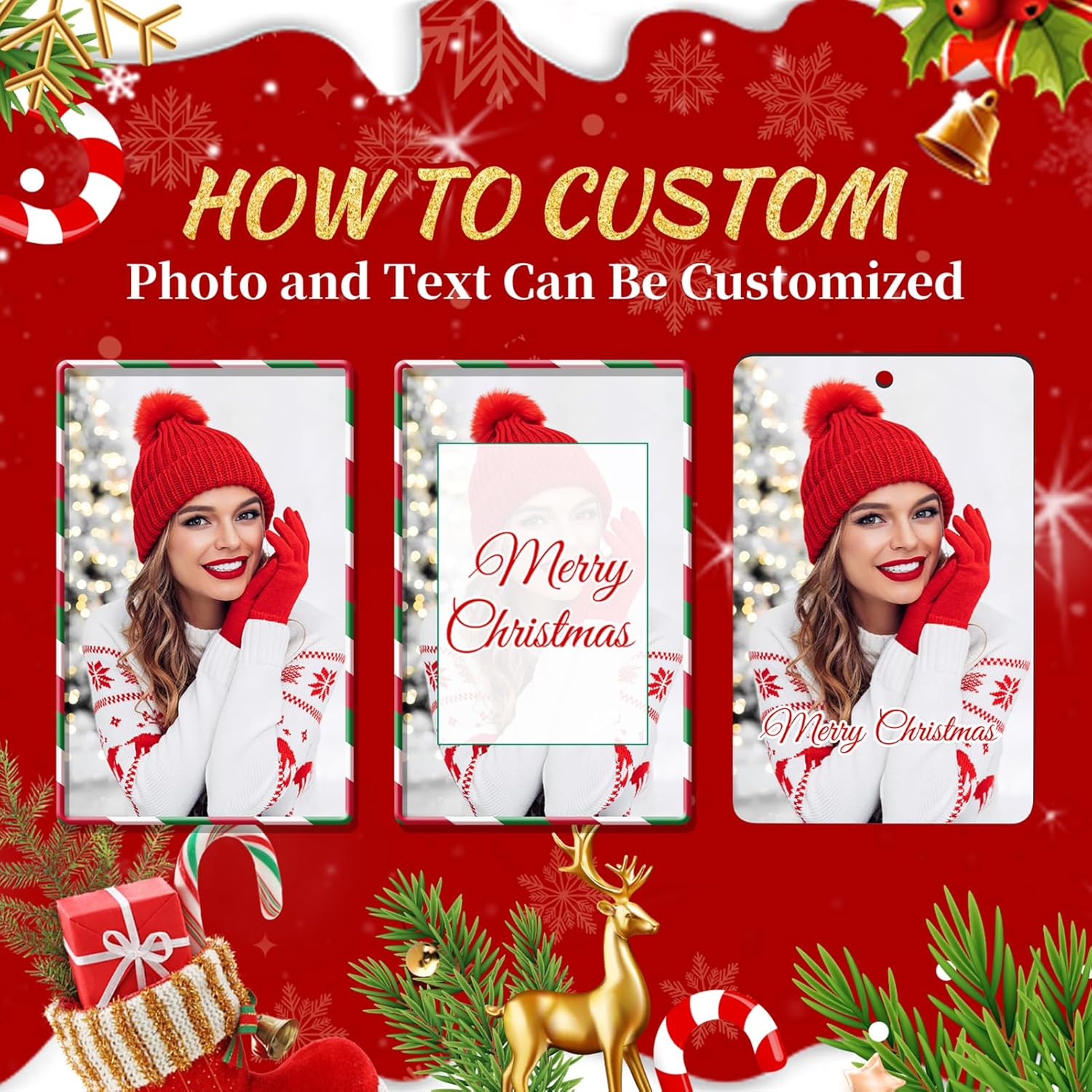 Personalized Christmas Ornaments 2025 Wood Custom Photo Picture Text Christmas Ornament