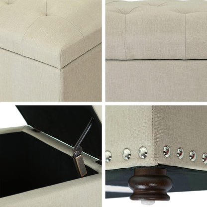 Joveco Storage Ottoman Bench Rectangular Fabric Organization Tufted Footrest for Living Room