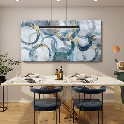 Mofutinpo Blue and Gold Wall Art - Large Modern Abstract Canvas Wall Art, Framed for Bedroom