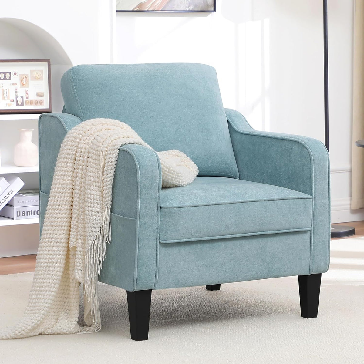 Accent Chair for Living Room, Mid Century Modern Reading Chair for Bedroom, Upholstered Armchair