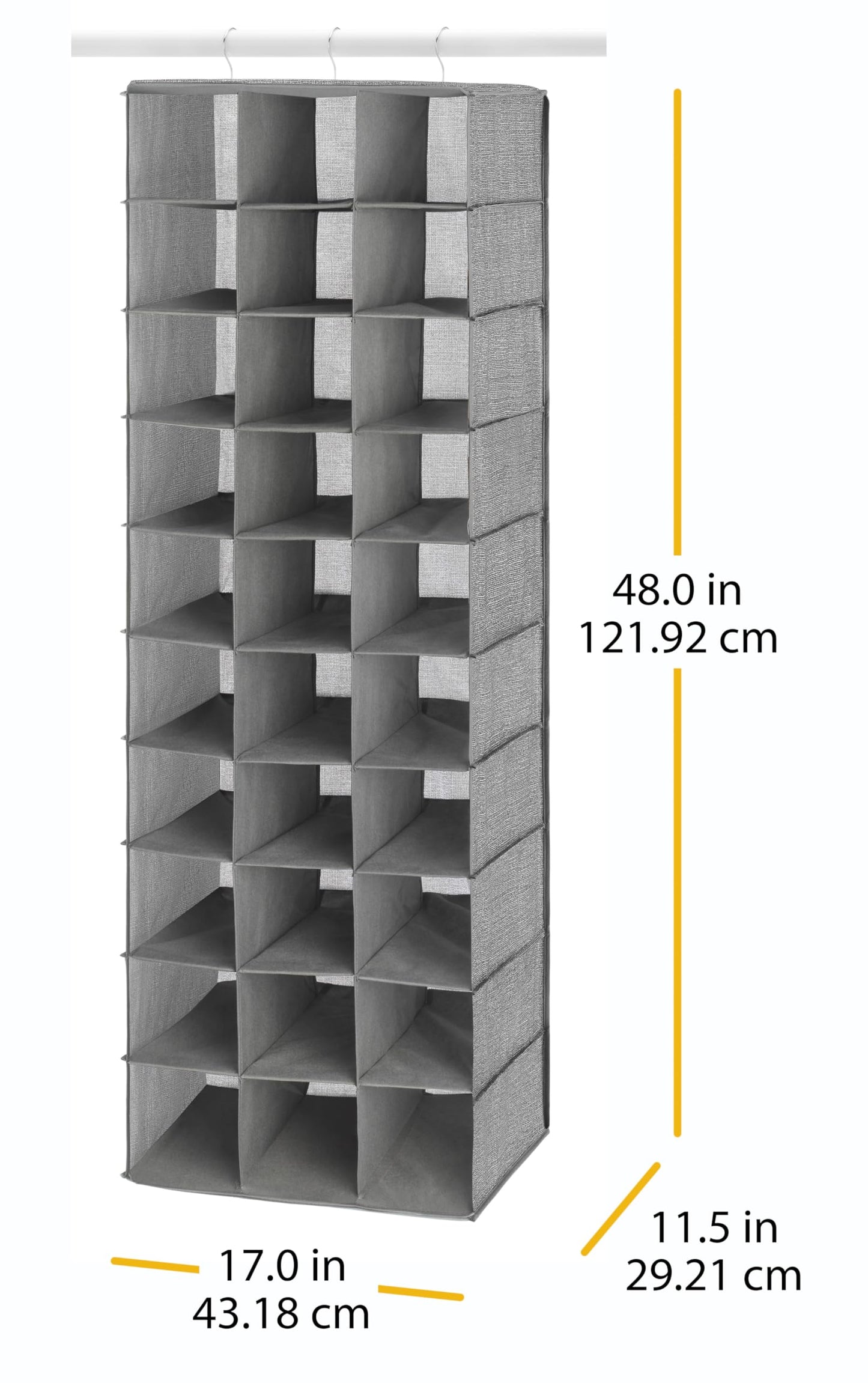 Whitmor 30 Sections Hanging Clothes Closet Shoe Organizer, Space Saving Breathable Fabric Shoe