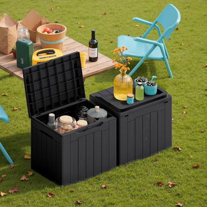 Devoko 30 Gallon Resin Deck Box 2 Pack Outdoor Indoor Waterproof Storage Box for Patio Furniture