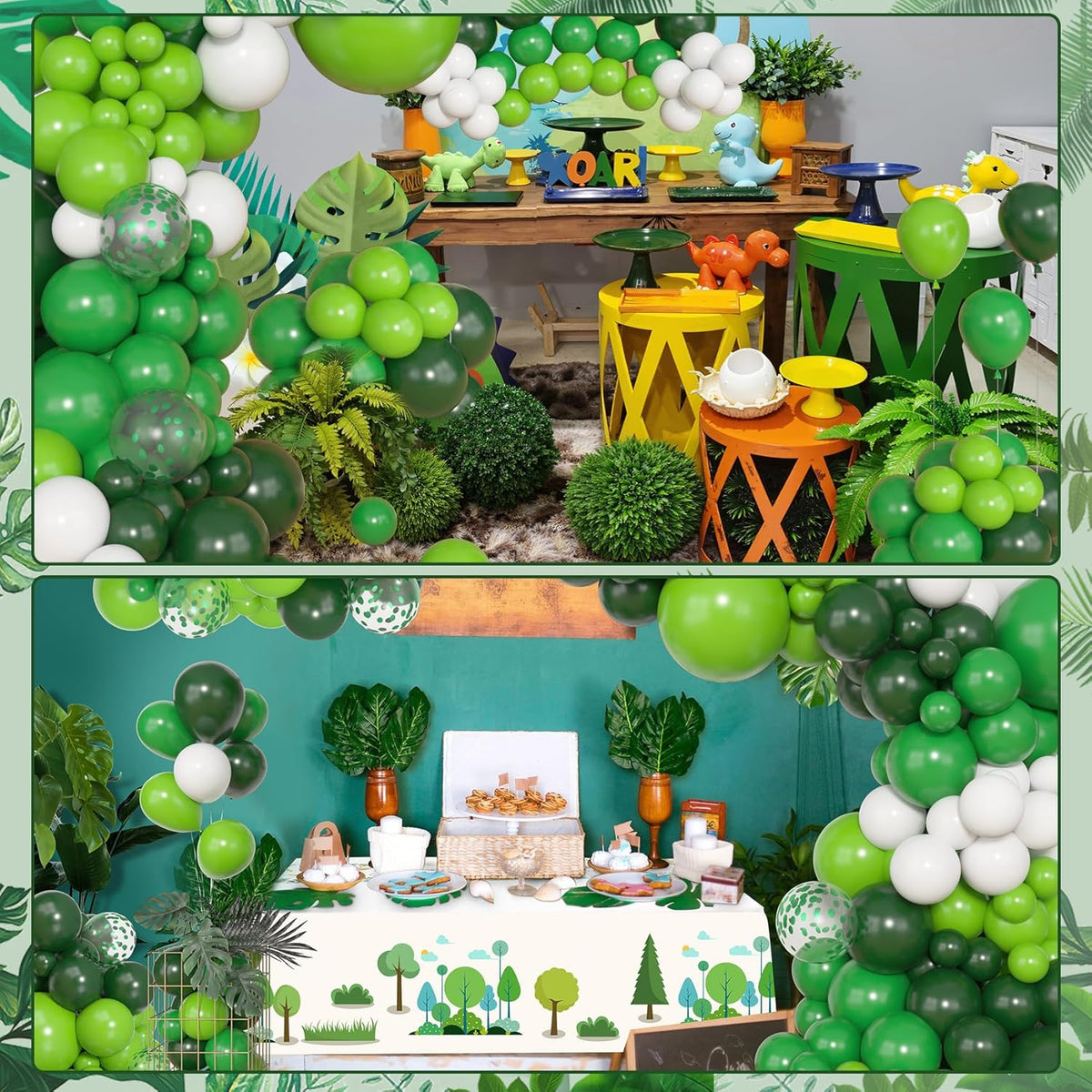 Amandir 153pcs Green Balloons Arch Garland Kit, Different Sizes 18 12 10 5inch Dark Emerald Light