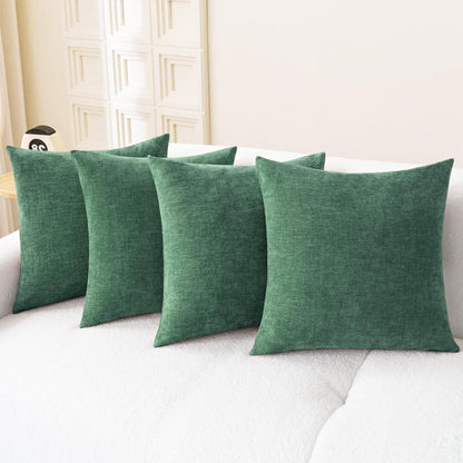 CaliTime Throw Pillow Covers Decorative 18 X 18 Inches Pack of 4 Cozy Chenille Cushion Cases for