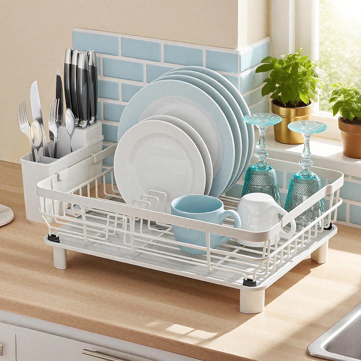 MOUKABAL Dish Drying Rack, Dish Rack, Large Dish Racks for Kitchen Counter, Drying Rack Kitchen