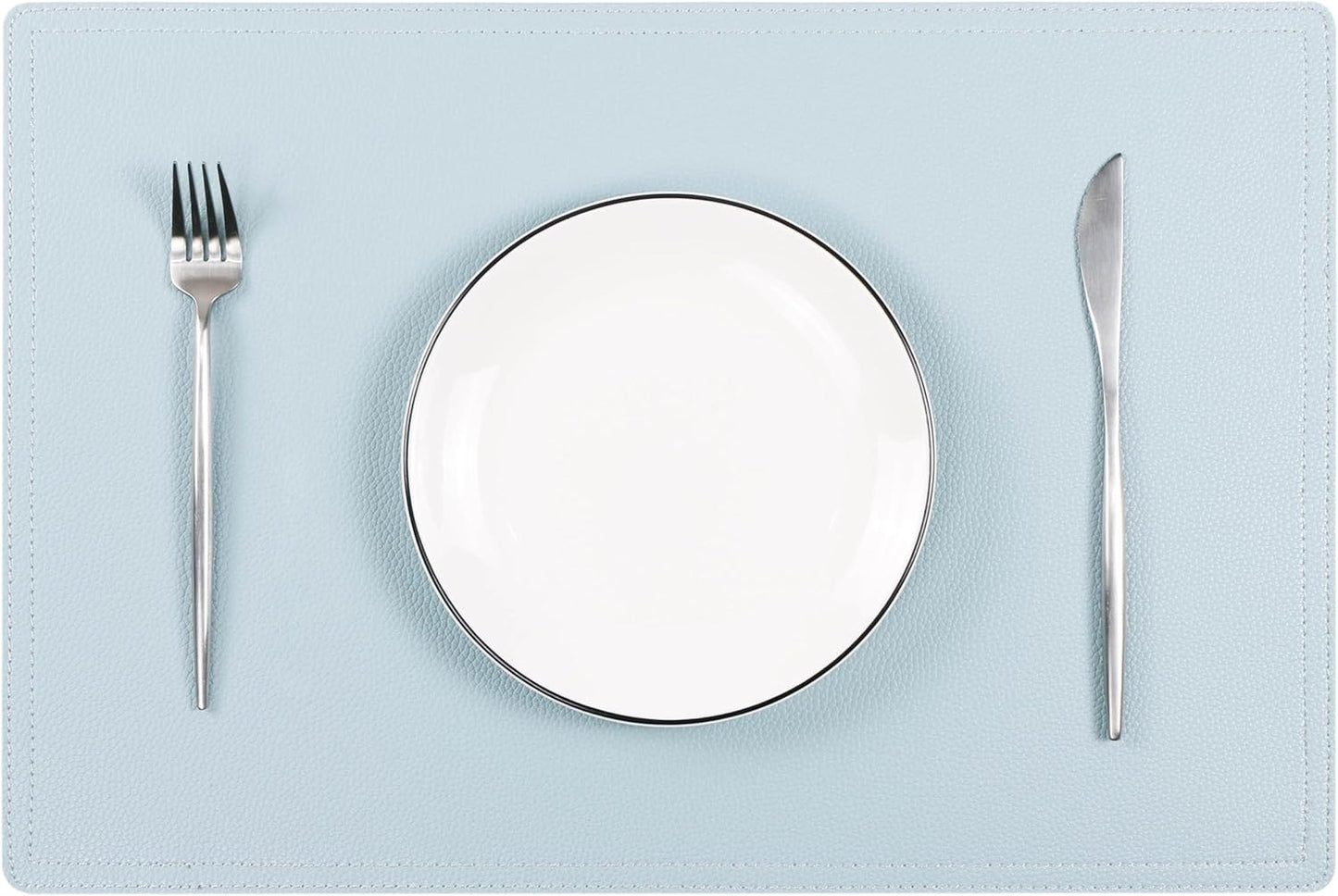 Set of 8 Faux Leather Placemats, PU Table Mats, Waterproof, Stain Resistant, Heat Resistant