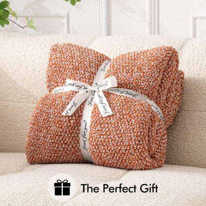 MIULEE Fall Burnt Orange Super Soft Throw Blanket for Couch, Cozy Fluffy Warm Throws Knit Blankets