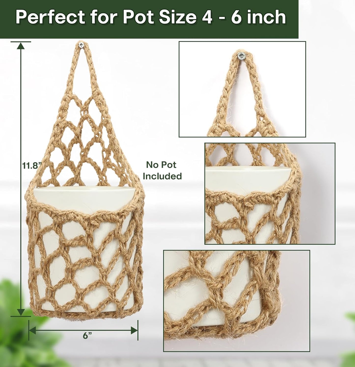 2PK Wall Planters for Indoor Plants, Macrame Plant Hanger | Wall Planter, Plant Hanger, Hanging