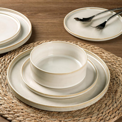 AmorArc Ceramic Dinnerware Sets, Handmade Reactive Glaze Stoneware Plates and Bowls Sets,Highly