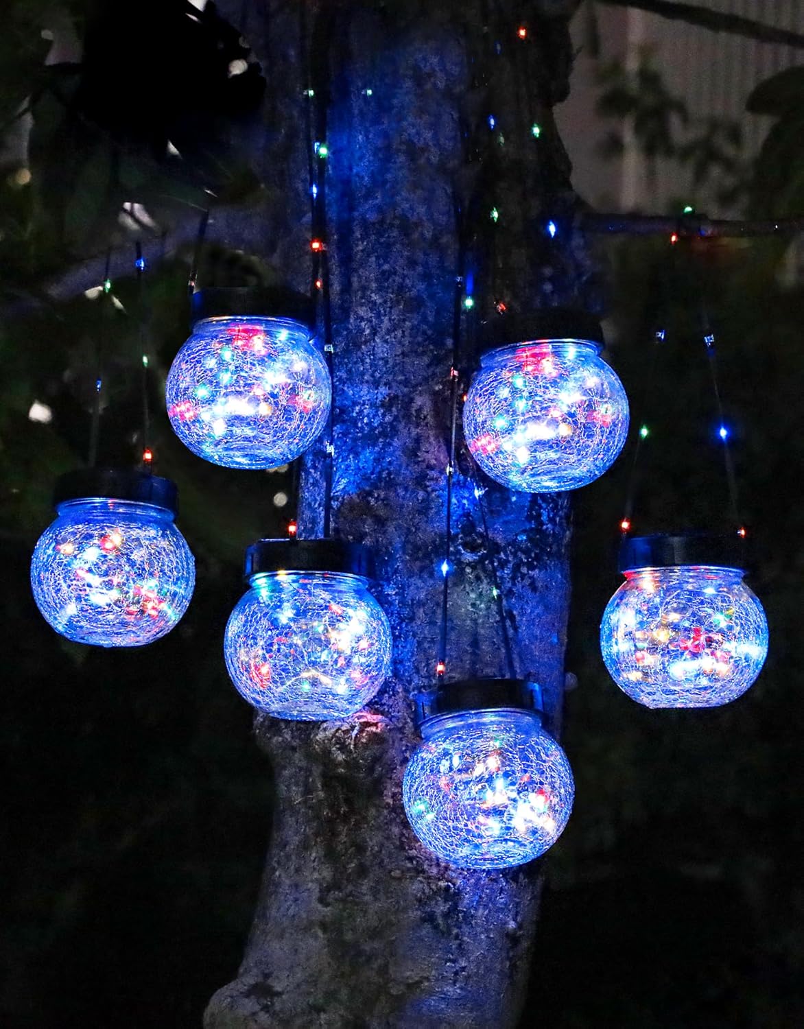 PARTPHONER Solar Lantern Solar Lights Outdoor Waterproof 6-Pack, Solar Powered Hanging Lights