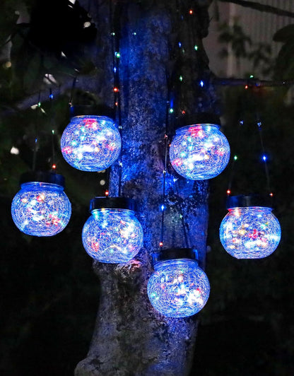 PARTPHONER Solar Lantern Solar Lights Outdoor Waterproof 6-Pack, Solar Powered Hanging Lights
