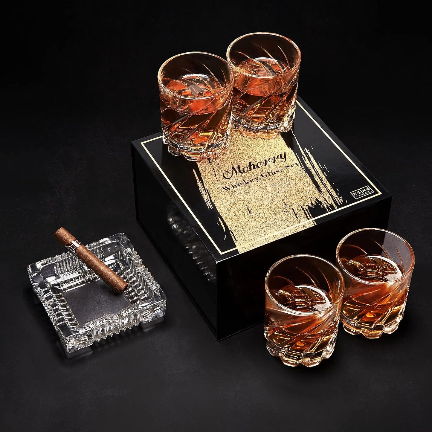 Whiskey Glasses with 4 Iceball molds and a Luxury Box, Old Fashioned Whiskey Glasses, Gifts for Dad