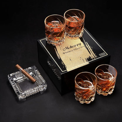 Whiskey Glasses with 4 Iceball molds and a Luxury Box, Old Fashioned Whiskey Glasses, Gifts for Dad