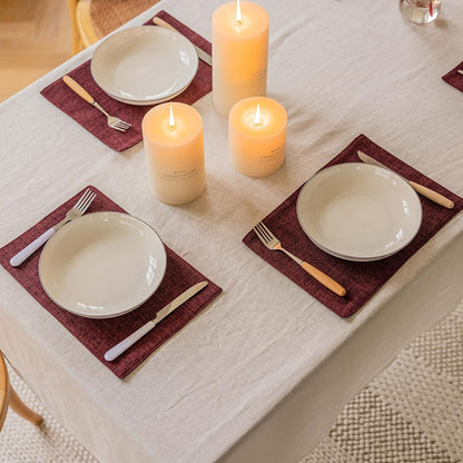 Home Brilliant Red Placemats for Holiday Linen Placemats Heat Resistant Dining Table Mats Kitchen