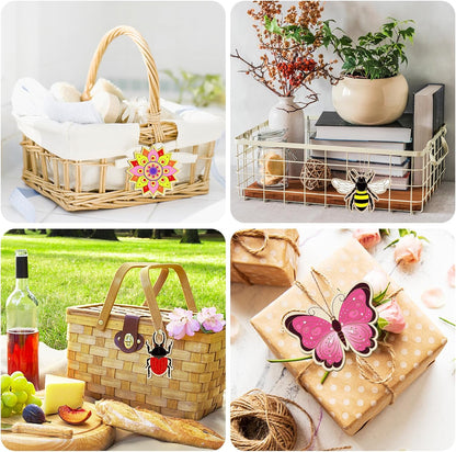 80PCS Wooden Spring Ornaments to Paint, 8 Styles DIY Blank Unfinished Wood Insect Cutouts Ornament