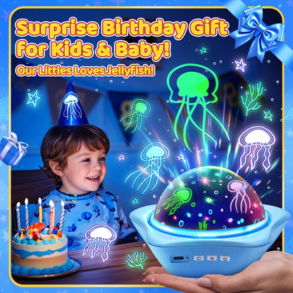 Jellyfish Baby Night Light Projector, Dinosaur+Jellyfish+Unicorn Night Light Projector, 96
