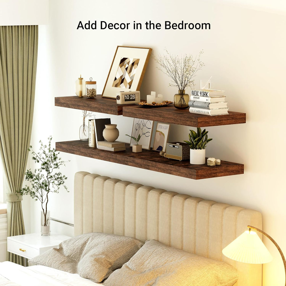Heimlove 12" Deep Floating Shelves, 36 x 12 Inch Wall Mounted Long Floating Shelf with Invisible