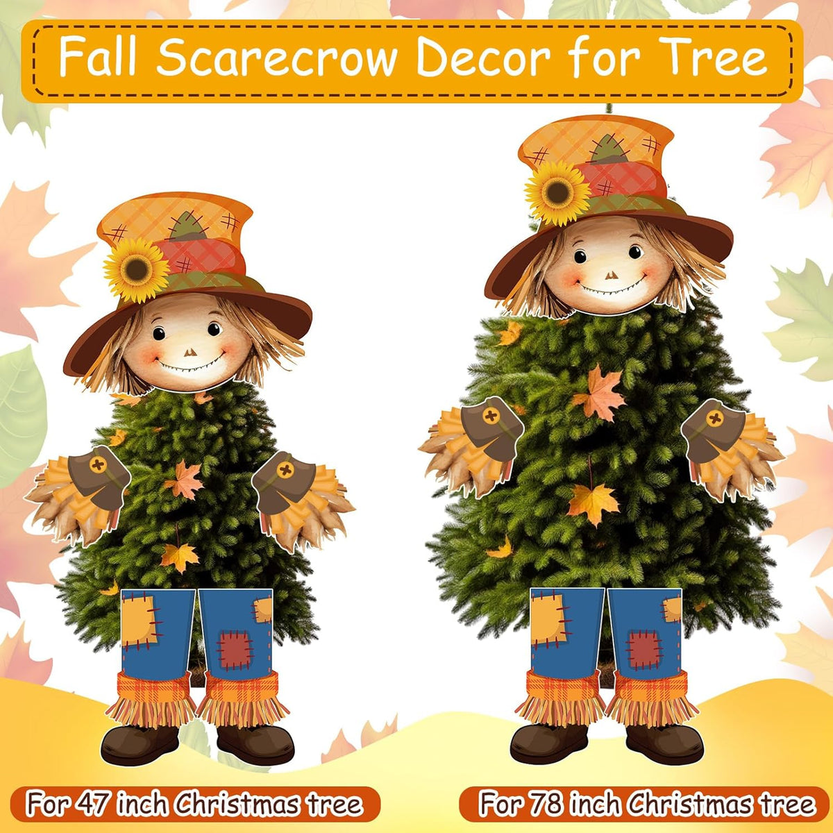 Scarecrow Fall Tree Topper Autumn Harvest Farmhouse Decorative Tree Treetops Head Hands and Legs