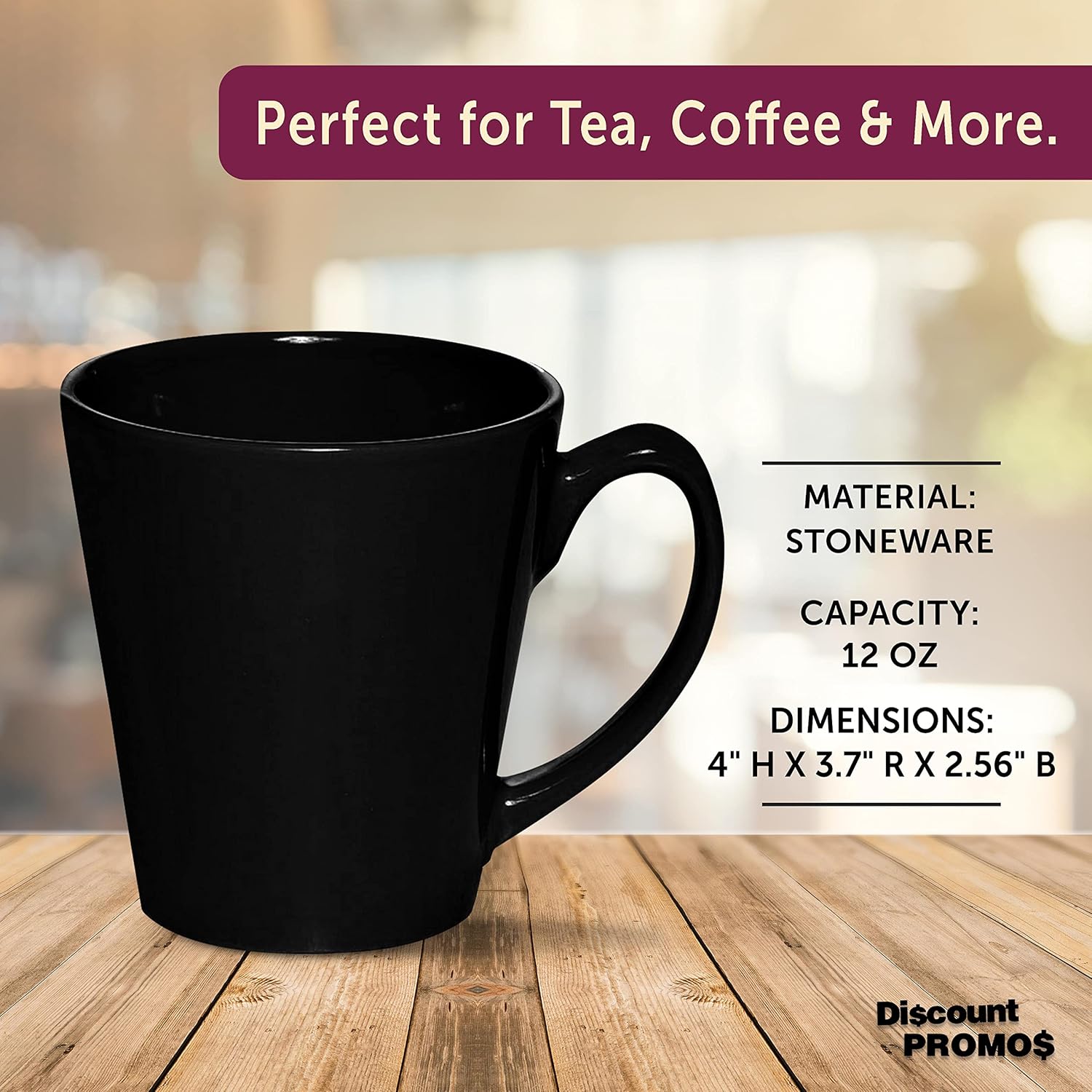 DISCOUNT PROMOS Glossy Ceramic Latte Coffee Mug 12 oz. Set of 10, Bulk Pack - Perfect for Tea