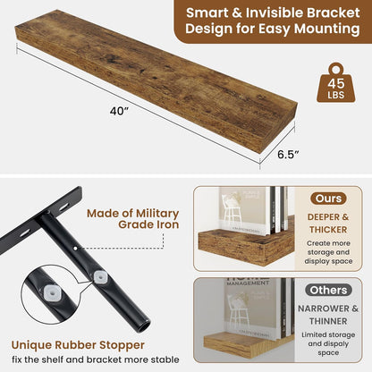 fuqing Floating Shelves for Wall, Bathroom Shelf Wall Mounted for Storage, Shelves with Invisible