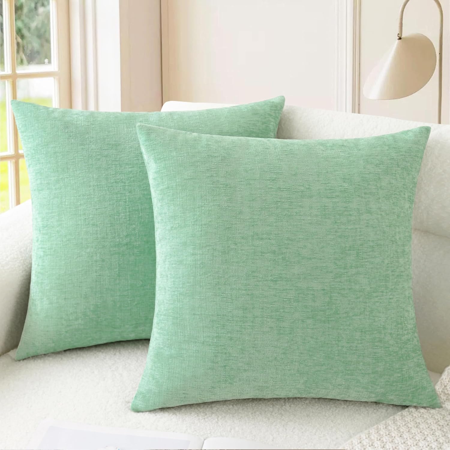 CaliTime Throw Pillow Covers Decorative 26 X 26 Inches Pack of 2 Cozy Chenille Cushion Cases for