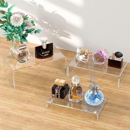Acrylic Risers Display Stands 3pcs, Rectangular Dessert Table Display Set, Clear Display Shelf for