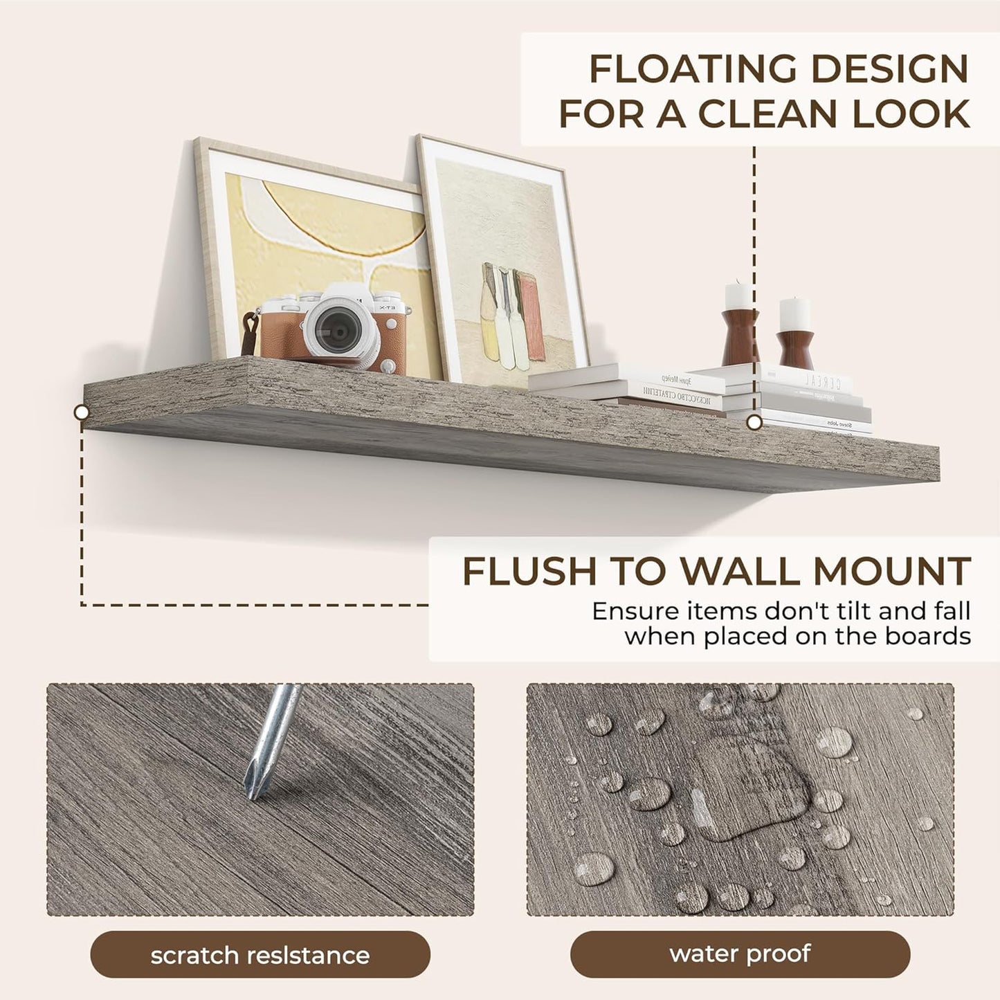 RICHFOCUS 40Inch Floating Shelves for Wall 2 Pack Shelves for Bedroom|Kitchen|Bathroom Wall Mounted