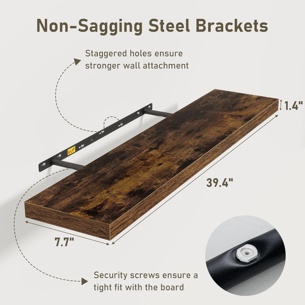 Floating Shelves Wall Shelf 40 Inch, 8 Inch Deep Floating Shelf for Wall, Farmhouse Black Wood