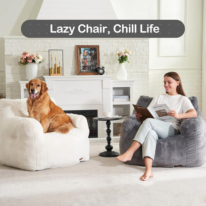 Hobestluk Bean Bag Chair for Adult Small Bean Bag Chairs with Arms Furry Beanbag Chair with Foam