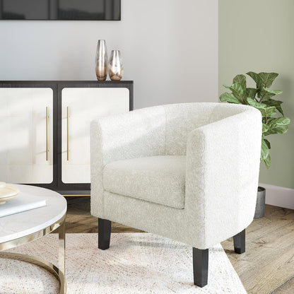 BELLEZE Accent Barrel Chair, Linen Round Chair Club Tub Sofa Corner Chair with Flared Legs and Cozy