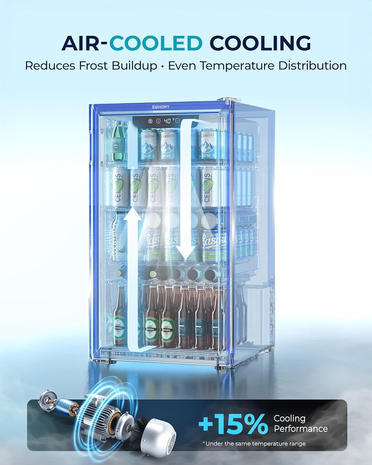 EUHOMY Beverage Refrigerator and Cooler, 128 Can Mini fridge with Glass Door, Small Refrigerator