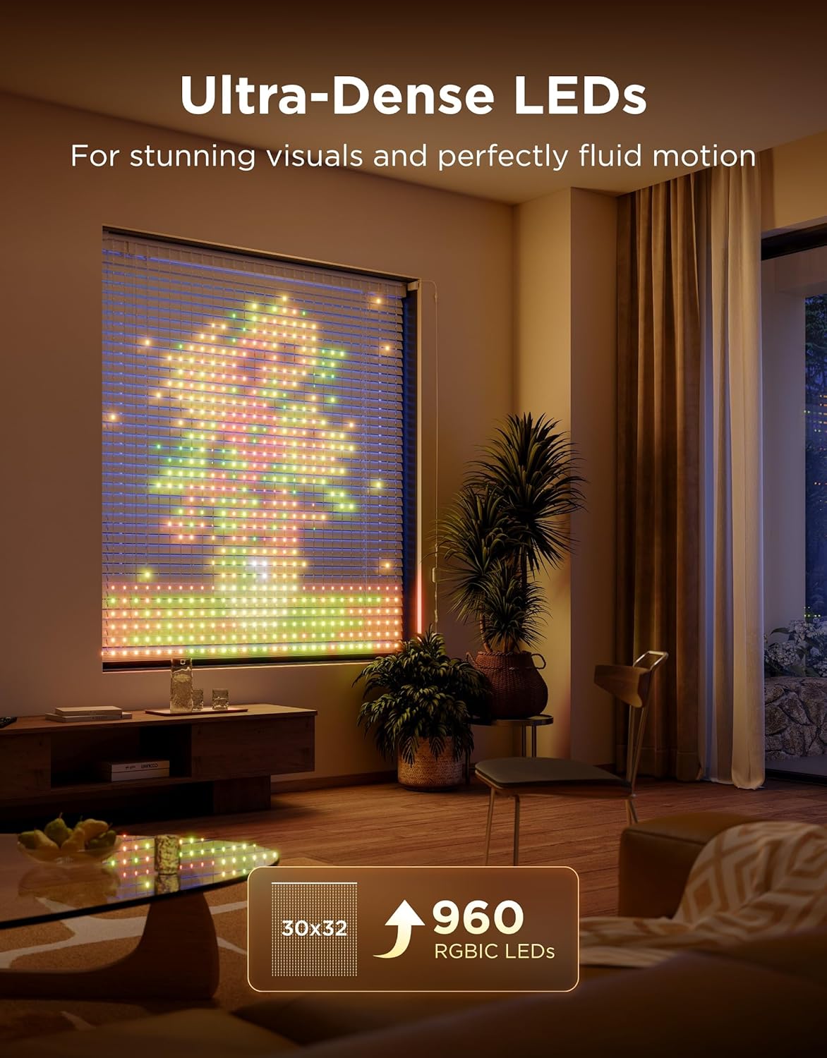 Govee Curtain Lights Pro, Upgraded 960 LEDs Smart Color Changing LED Curtain Lights with AIGC