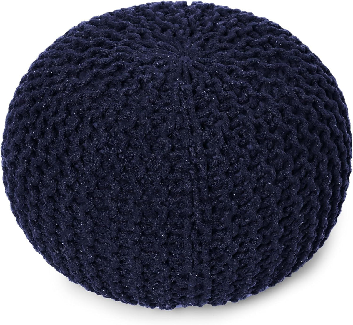 REDEARTH Round Pouf Foot Stool Bean Bag Ottoman - Cable Knitted Cord Boho Pouffe - Poof Accent Bean